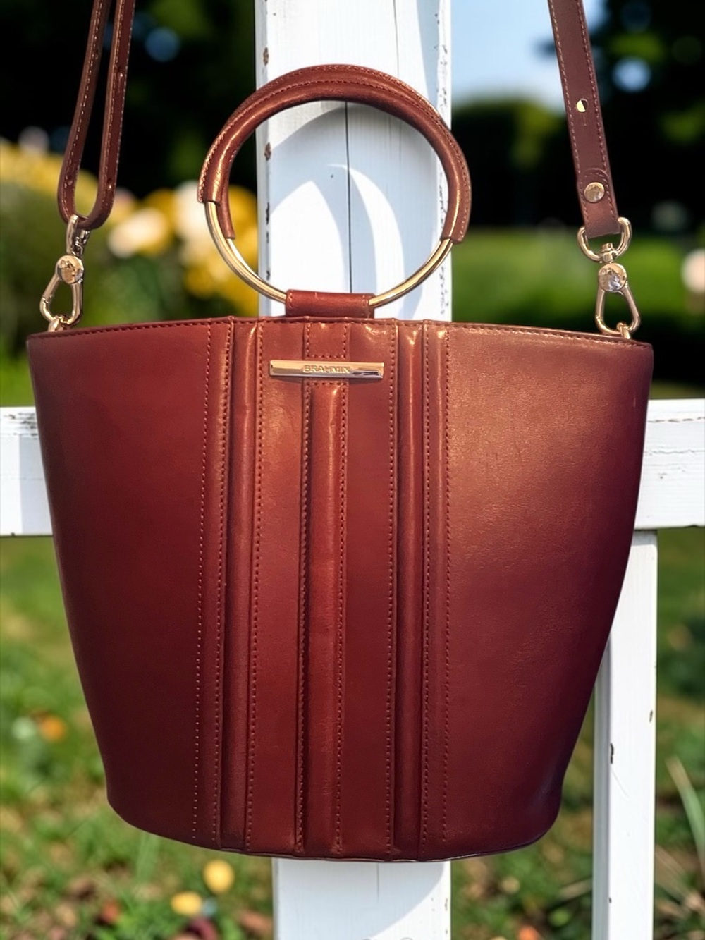 Brahmin Mod Bowie Lava Topsail Leather Ring Handle Satchel - Picture 4 of 8